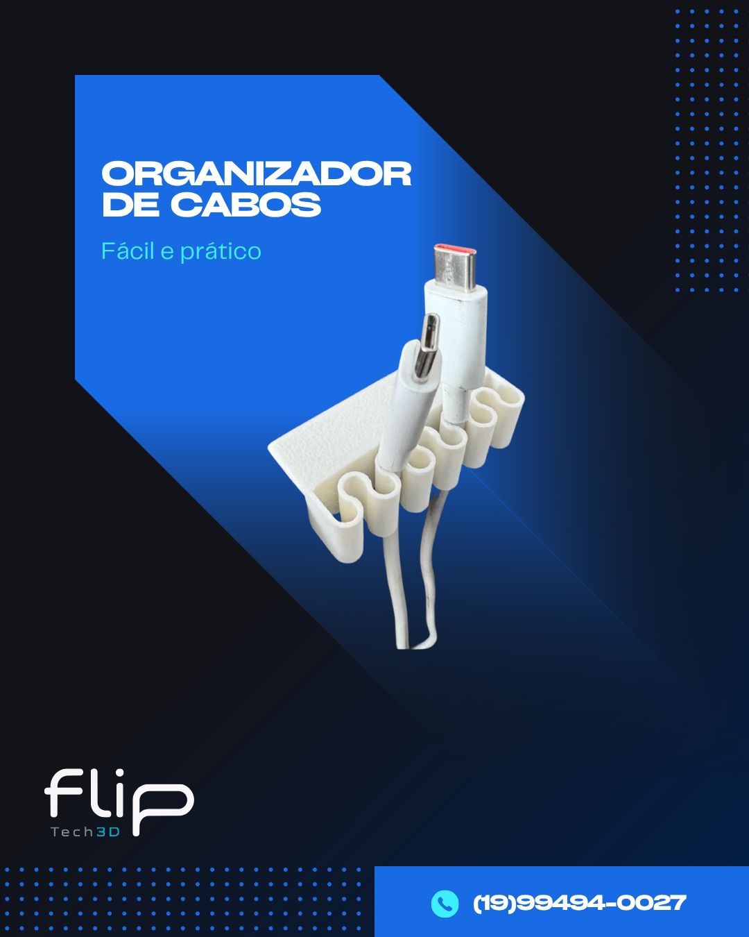 Organizador de cabos impresso em 3D