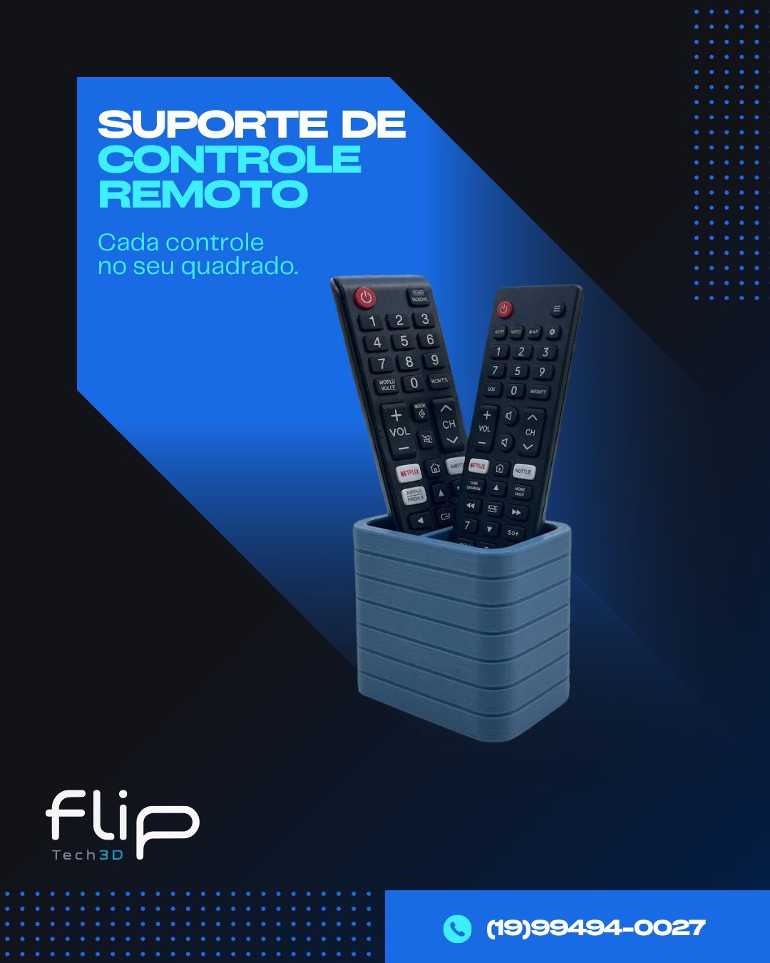 Suporte de controle remoto impresso em 3D